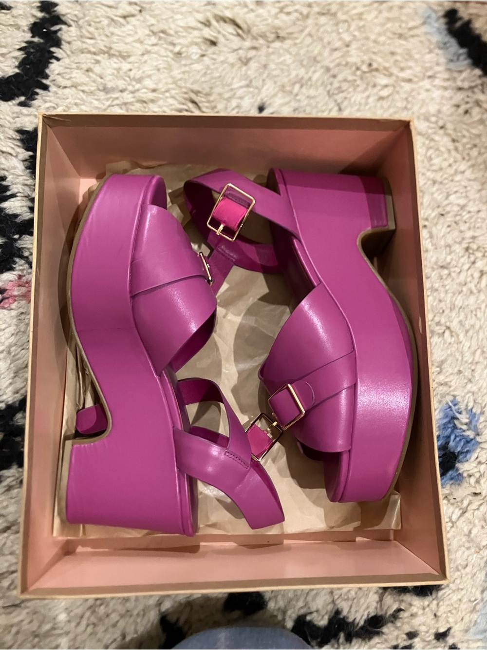 Charlotte Stone Platform Sandals in Fuchsia